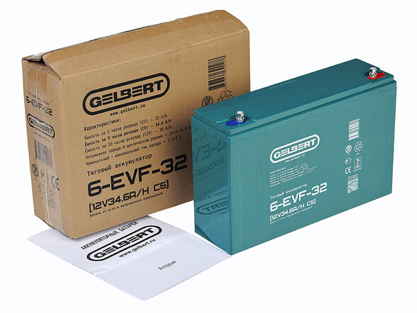 Тяговый аккумулятор Gelbert 6-EVF-32 (12V34.6A/H C5)