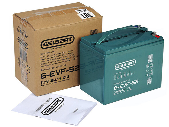 Тяговый аккумулятор Gelbert 6-EVF-52 (12V55A/H C5)
