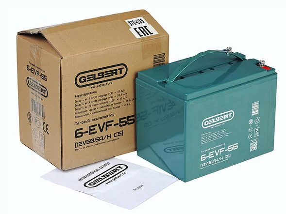 Тяговый аккумулятор Gelbert 6-EVF-55 (12V58.5A/H C5)