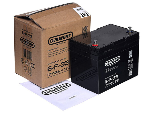 Аккумулятор для ИБП Gelbert 6-F-33 (12V33A/H C20)