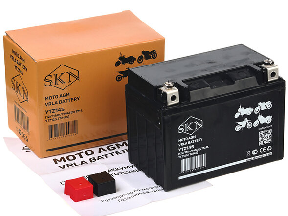 Аккумулятор стартерный для мототехники SKN YTZ14S (12V/11Ah/210A)