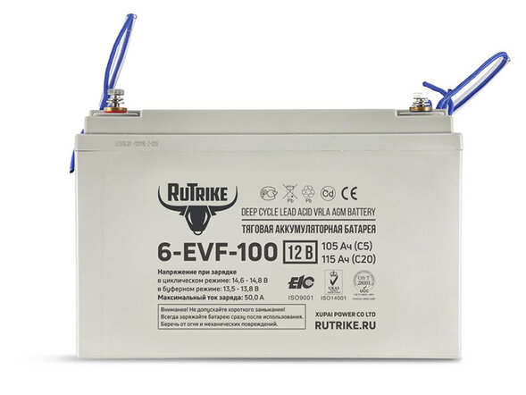 Аккумулятор тяговый Rutrike 6-EVF-100 (12V100A/H C5)