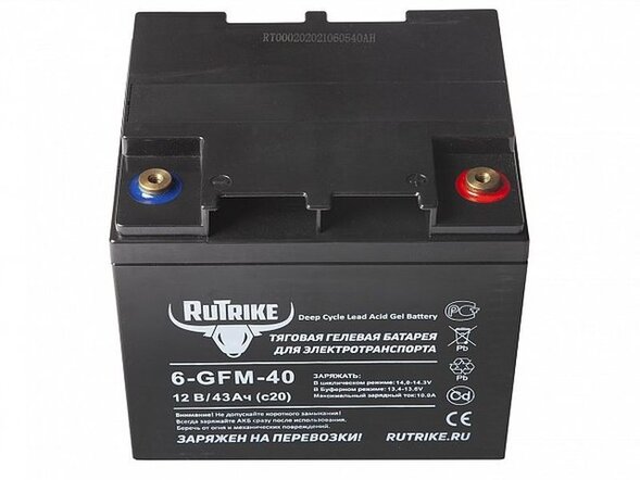 Тяговый аккумулятор RuTrike 6-GFM-40 (12V43A/H C20)