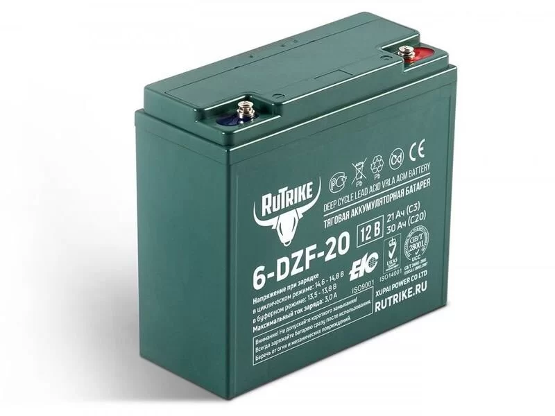 Тяговый гелевый аккумулятор RuTrike 6-DZF-20 (12V20A/H C2)