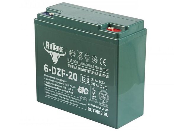 Тяговый гелевый аккумулятор RuTrike 6-DZF-20 (12V20A/H C2)