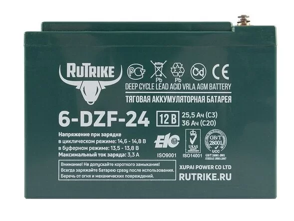 Тяговый аккумулятор RuTrike 6-DZF-24 (12V24A/H C2)
