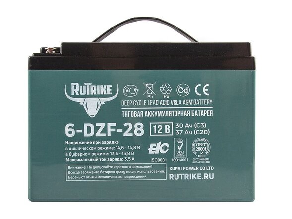 Тяговый гелевый аккумулятор RuTrike 6-DZF-28 (12V28A/H C3)