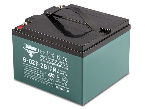 Тяговый гелевый аккумулятор RuTrike 6-DZF-28 (12V28A/H C3)