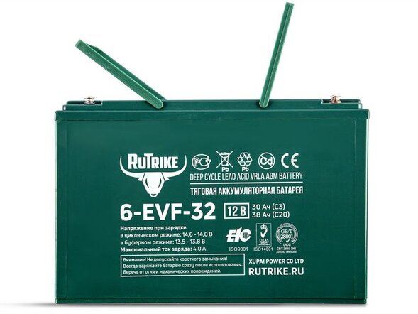 Тяговый гелевый аккумулятор RuTrike 6-EVF-32 (12V32A/H C3)