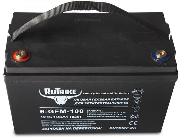 Тяговый аккумулятор RuTrike 6-GFM-100 (12V108A/H C20)