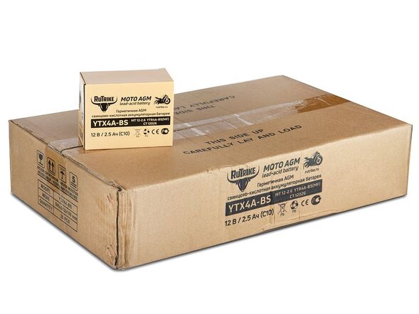 Аккумулятор стартерный для мототехники Rutrike YTX4A-BS (12V/2,5Ah)