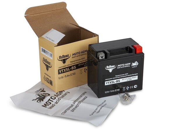 Аккумулятор стартерный для мототехники Rutrike YTX5L-BS (12V/5Ah)