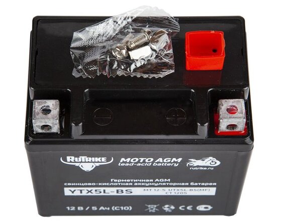 Аккумулятор стартерный для мототехники Rutrike YTX5L-BS (12V/5Ah)