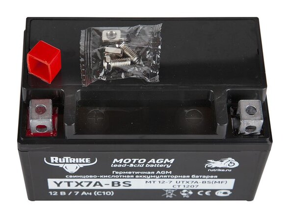 Аккумулятор стартерный для мототехники Rutrike YTX7A-BS (12V/7Ah)