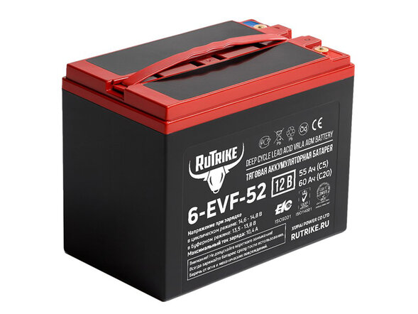 Тяговый аккумулятор RuTrike 6-EVF-52 (12V52A/H C3)