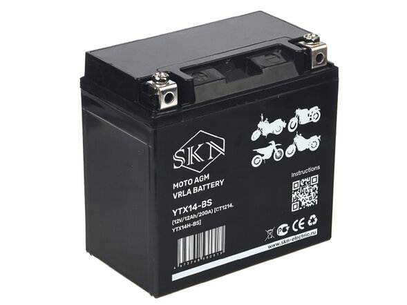 Аккумулятор стартерный для мототехники SKN YTX14-BS (12V/12Ah/200A )