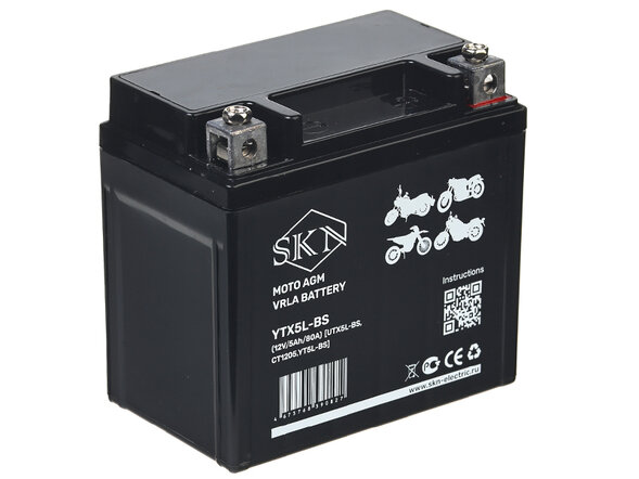 Аккумулятор стартерный для мототехники SKN YTX5L-BS (12V/5Ah/80A)