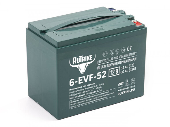 Аккумулятор тяговый Rutrike 6-EVF-52 (12V52A/H C5)