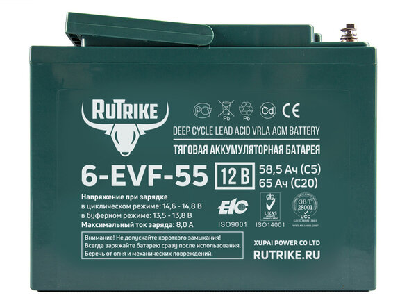 Аккумулятор тяговый Gelbert 6-EVF-55 (12V55A/H C3)